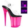 Pleaser - FLAMINGO808UVT Sandale à bride à la cheville, Pole dance chaussures - Chaussures de pole dance - Rose/Transparent Product image